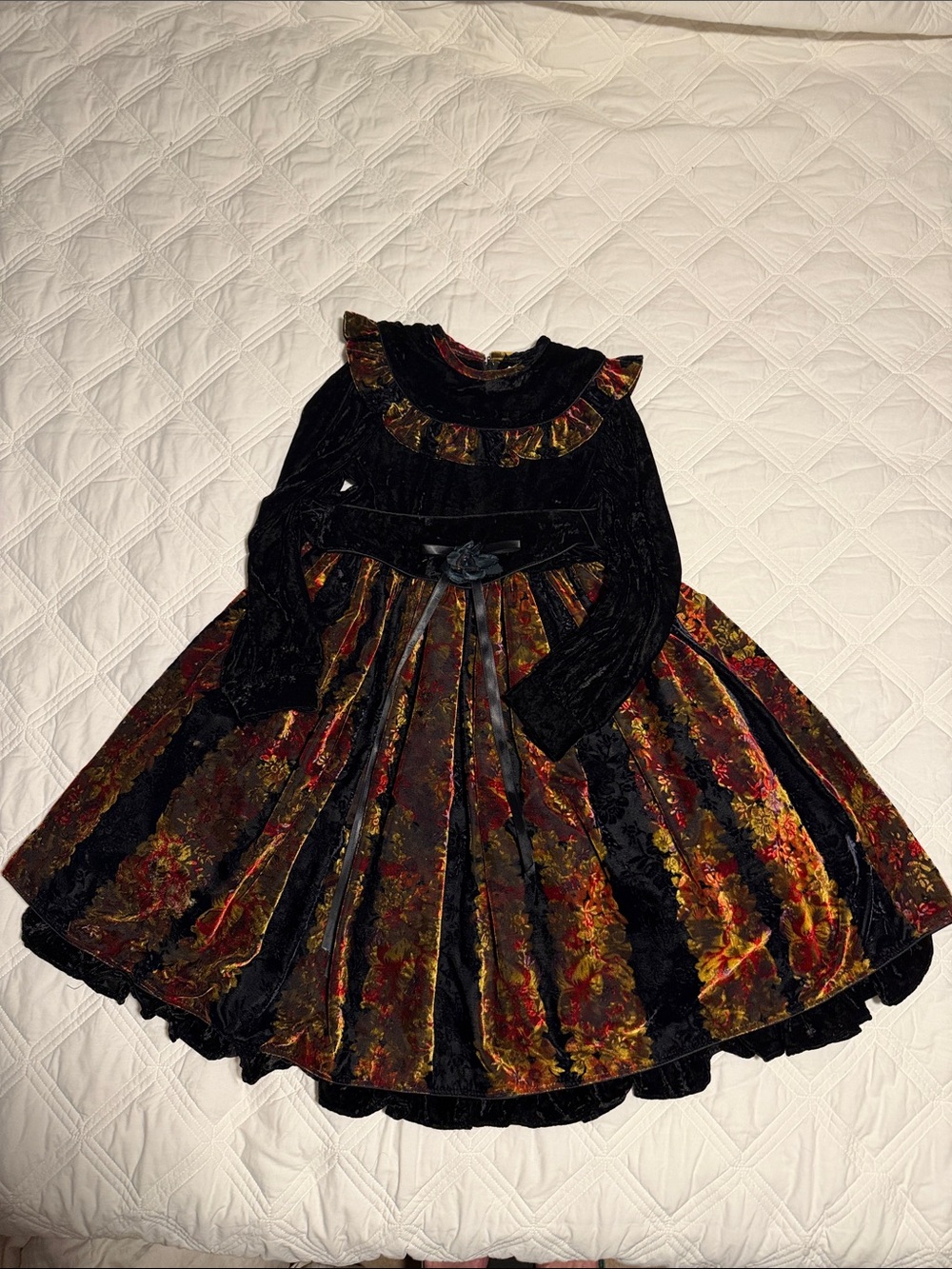 Vintage Miele Canadian Children’s Wear Black Velvet Floral Tapestry Dress